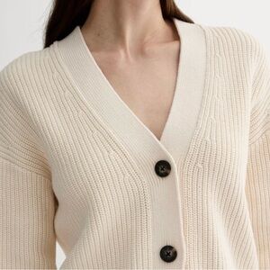 EVERLANE Like New Cream Button-Up Women Cardigan Sweater